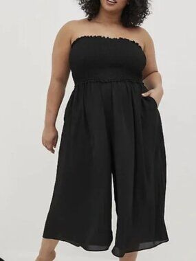 Torrid Smocked Strapless Tube Black Jumpsuit size 3x